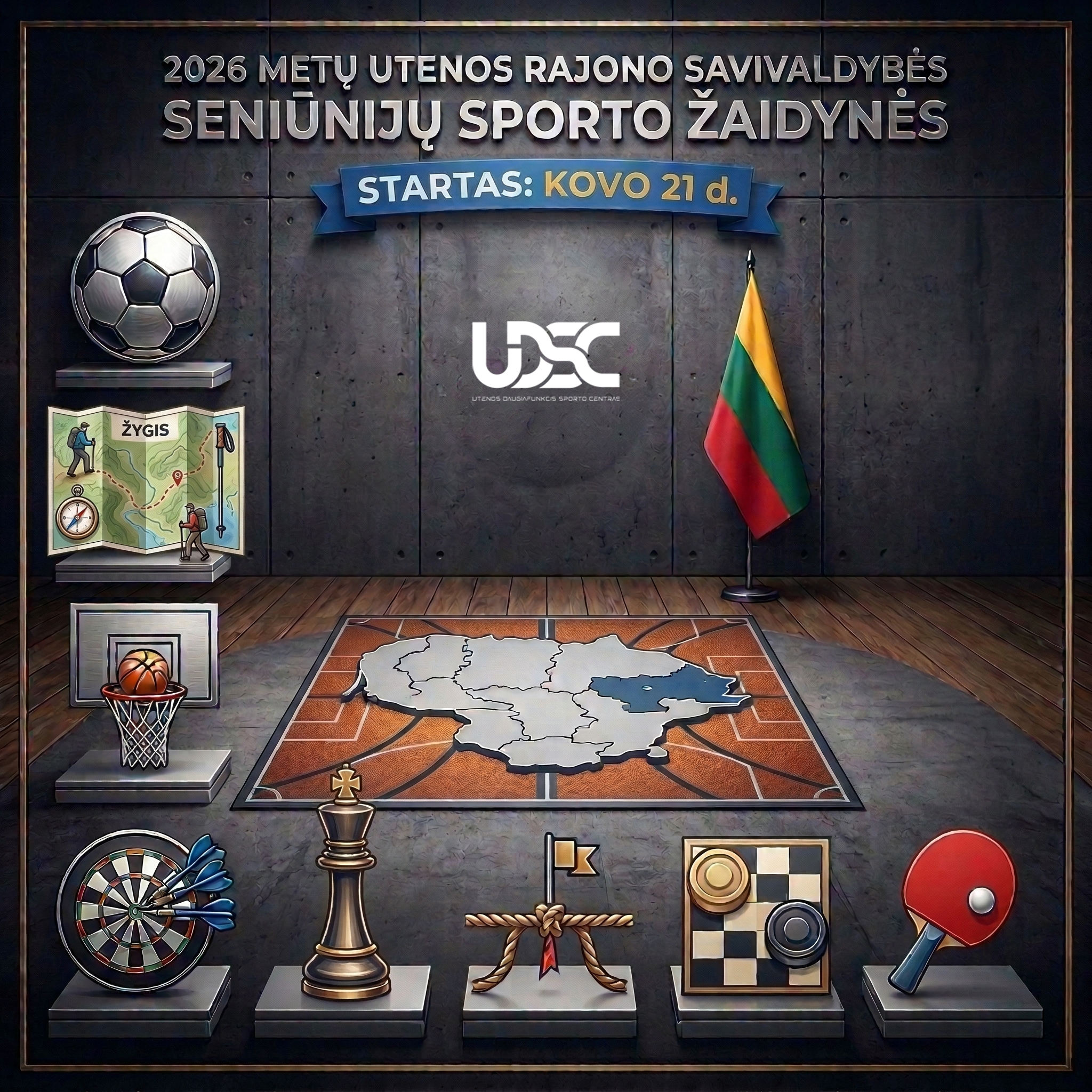 Kovo 21 d. prasideda 2026 metų Utenos rajono savivaldybės seniūnijų sporto žaidynės