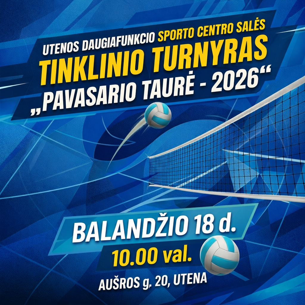 Utenos daugiafunkcio sporto centro salės tinklinio turnyras „Pavasario taurė 2026“