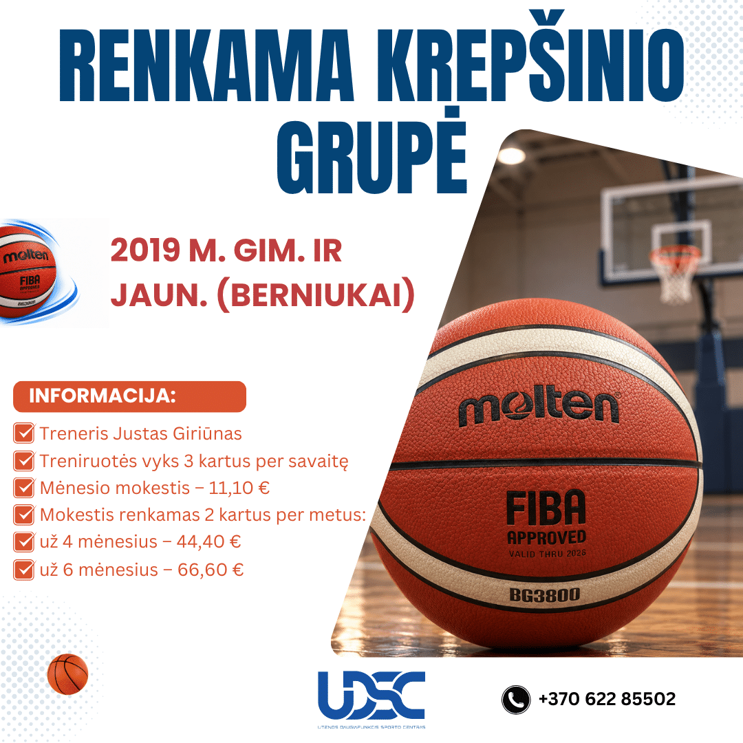 Kviečiame 2019 m. gimimo ir jaunesnius berniukus prisijungti prie krepšinio treniruočių!